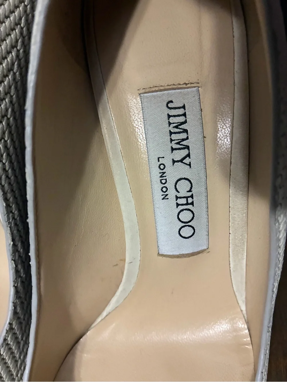 Jimmy Choo Cream Woven Pointed-Toe Pumps